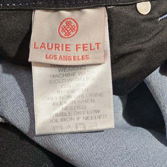 Laurie Felt Silky Curve Bootcut Cropped Med Wash Denim Logo Button Front LARGE - Picture 10 of 14